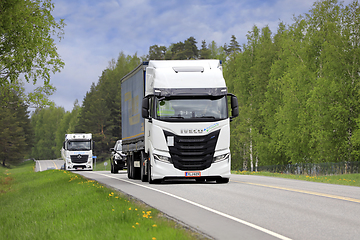 Image showing Iveco S-Way Natural Power Truck Pulls Semi Trailer on Highway