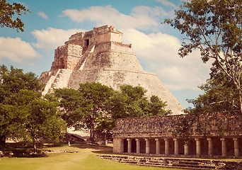 Image showing Mayan pyramid Pyramid of the Magician in Uxmal