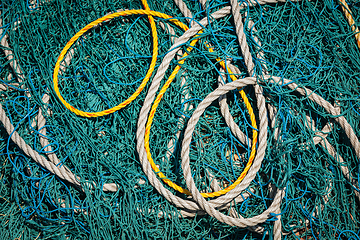 Image showing Fishing net and ropes