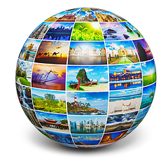 Image showing Globe with travel photos