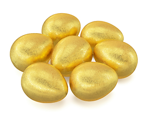Image showing Golden Easter eggs isolated