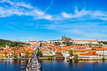 Image showing Charles bridge and Prague castle from Old town