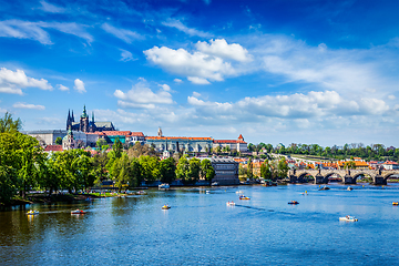 Image showing View of Vltava river and Gradchany, Prague