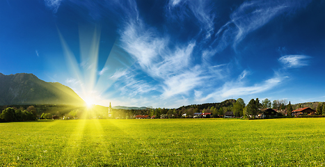 Image showing Germany countryside and village on sunset panorama