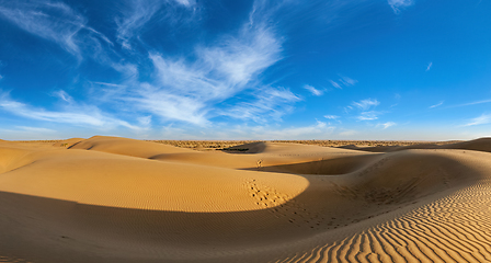 Image showing Panorama of dunes in Thar Desert, Rajasthan, India