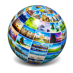 Image showing Globe with travel photos