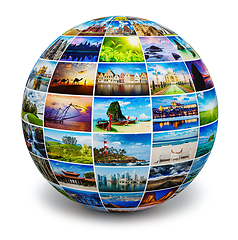 Image showing Globe with travel photos