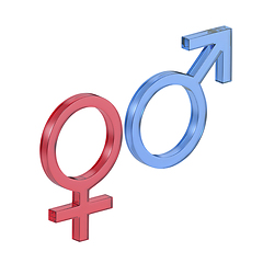 Image showing Red female and blue male gender symbols