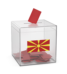 Image showing Transparent ballot box with the flag of North Macedonia