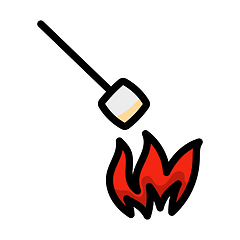 Image showing Iicon Of Camping Fire With Marshmallow