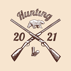 Image showing Hunting Retro Sketch Design