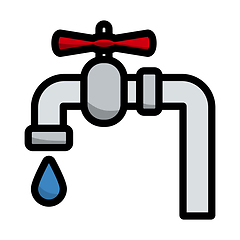 Image showing Flat Design Pipe With Valve Icon