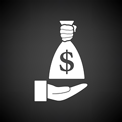 Image showing Hand Holding The Money Bag Icon