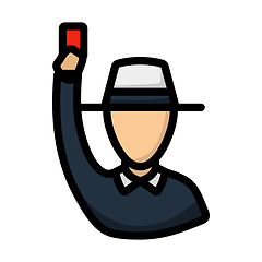 Image showing Cricket Umpire With Hand Holding Card Icon