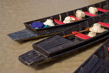 Image showing Wooden boats in Thailand