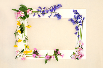 Image showing Spring Beltane Wildflower Natural Background Frame