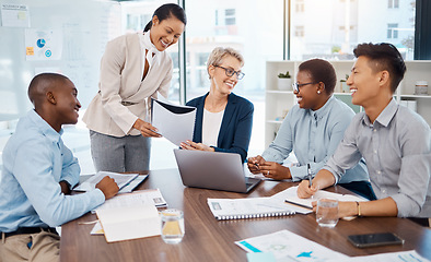 Image showing Business meeting, planning and strategy of company success teamwork with leader or manager of diversity agency. Global corporate creative business people and management team in collaboration with CEO