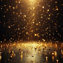 Image showing abstract falling gold sparkles and glitter background
