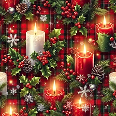 Image showing candles and ornaments christmas background or wrapping paper