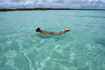 Image showing Swimming in crystalline clear waters in Maragogi,  Brazil