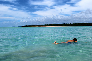 Image showing Swimming in crystalline clear waters in Maragogi,  Brazil