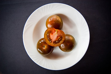 Image showing A bowl of Black Prince tomatoes