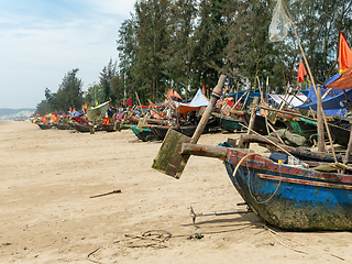 Image showing Fishing boats at Sam Son Beach, Thanh Hoa, Vietnam