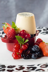 Image showing Panacotta and summer fruit