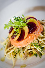 Image showing salmon and pasta