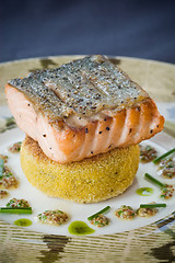 Image showing salmon and polenta