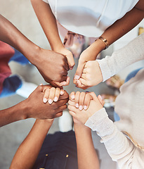 Image showing Support, prayer and trust with people holding hands in counseling for mental health, wellness or teamwork. Worship, hope and community group therapy for help, solidarity or spiritual faith from above