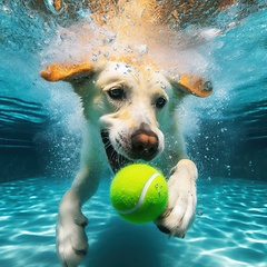 Image showing dog playing and fetching the ball