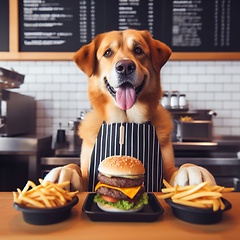 Image showing dog server in fast food restaurant