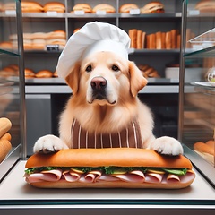 Image showing chef dog in a fast food restaurant