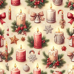 Image showing candles and ornaments christmas background