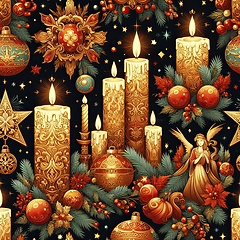 Image showing candles and ornaments christmas background