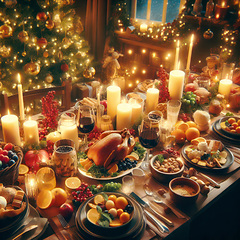 Image showing beautiful christmas dinner laid out on table