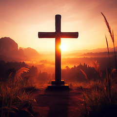 Image showing christian cross standing strong