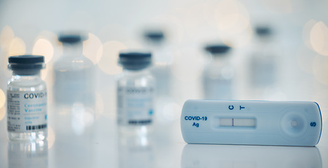 Image showing Covid medical vaccine with test technology, in lab to save life across the world and help end the global covid 19 pandemic. Pharmacy stores, clinics and hospitals worldwide were used for vaccinations