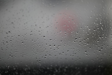 Image showing Water drops on fogged glass with a gray brightness gradient