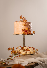 Image showing Pastel wedding sweet table setting