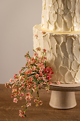 Image showing Wedding cake with flowers