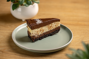 Image showing Triple chocolate mousse cake