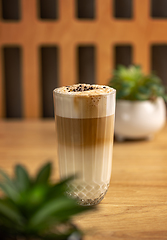 Image showing Glass with delicious hot latte macchiato