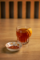 Image showing Raspberries and blueberries tea