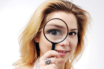 Image showing Young pretty girl with handglass