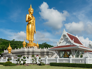 Image showing Golden standing Buddha in Hat Yai, Thailand