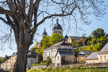 Image showing Segré village, and his church Sainte-Madeleine. Photography tak