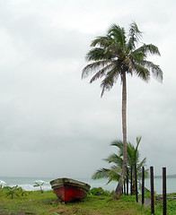 Image showing old fishing boat seaside nicaragua