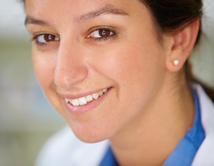 Image showing Portrait, smile and nurse with a young woman closeup in the hospital for healthcare you can trust. Face, medical and a happy or confident medicine professional in a clinic for expert treatment